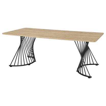 Altus Swirl Base Dining Table Natural Oak and Gunmetal