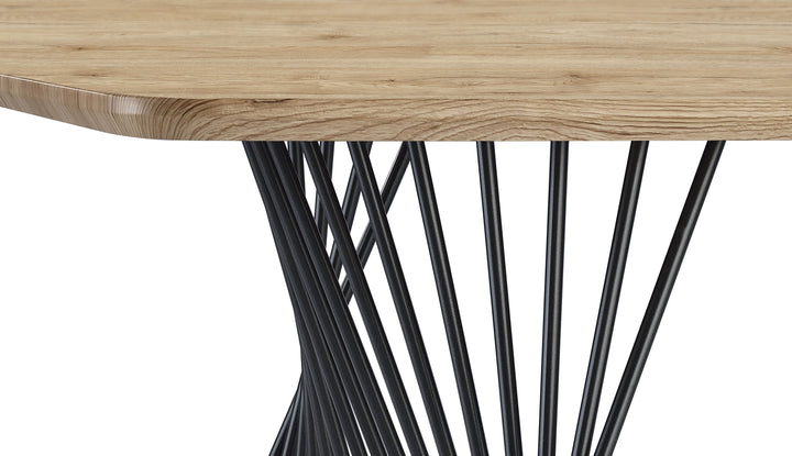 Altus Swirl Base Dining Table Natural Oak and Gunmetal