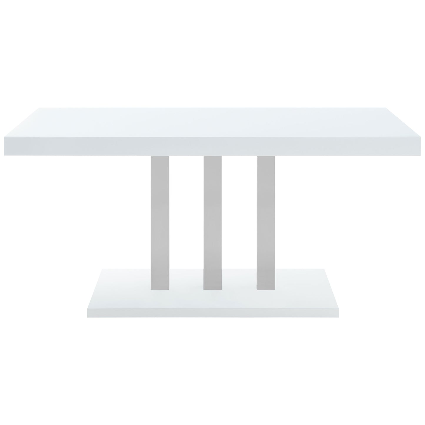 Brooklyn Rectangular Dining Table White High Gloss and Chrome