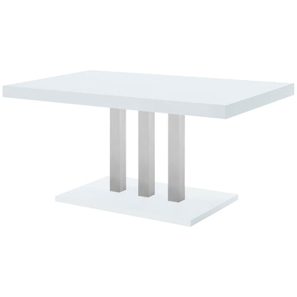 Brooklyn Rectangular Dining Table White High Gloss and Chrome