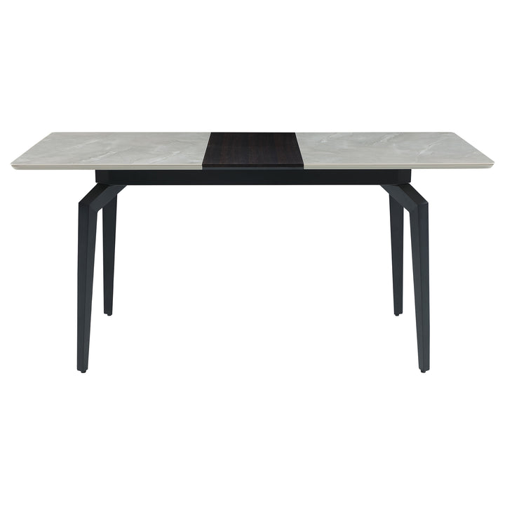 Mina Rectangular Dining Table Grey Ceramic and Sandy Black