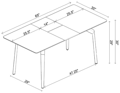 Mina Rectangular Dining Table Grey Ceramic and Sandy Black