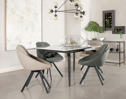 Mina Rectangular Dining Table Grey Ceramic and Sandy Black