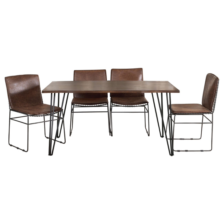 Topeka 5-piece Dining Set Mango Cocoa and Gunmetal