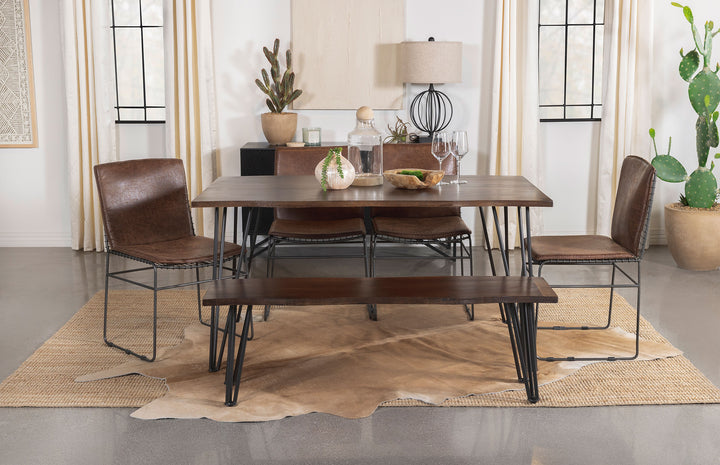 Topeka 6-piece Dining Set Mango Cocoa and Gunmetal