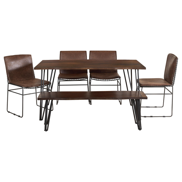 Topeka 6-piece Dining Set Mango Cocoa and Gunmetal