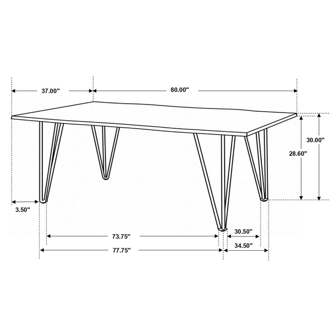 Neve Live-edge Dining Table with Hairpin Legs Sheesham Grey and Gunmetal