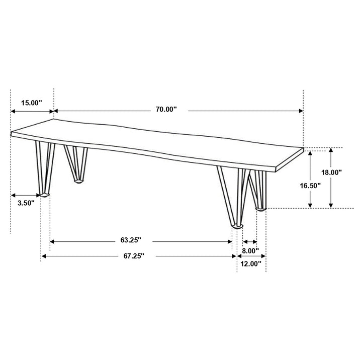 Neve Live-edge Dining Bench with Hairpin Legs Sheesham Grey and Gunmetal