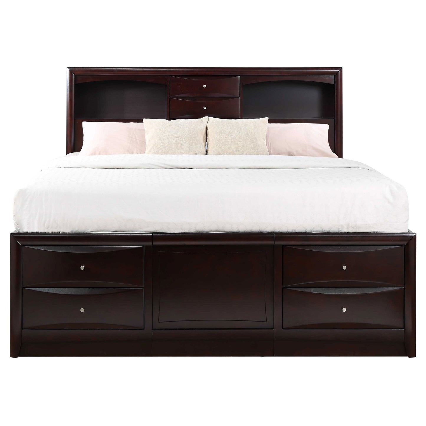 Phoenix Wood California King Storage Bookcase Bed Cappuccino