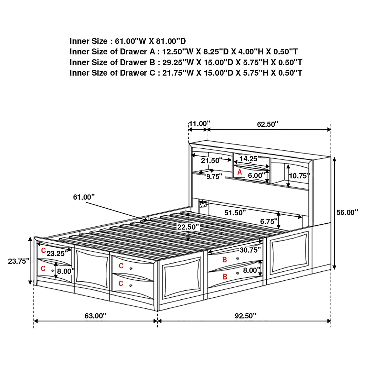 Phoenix Cappuccino Queen Four-Piece Bedroom Set