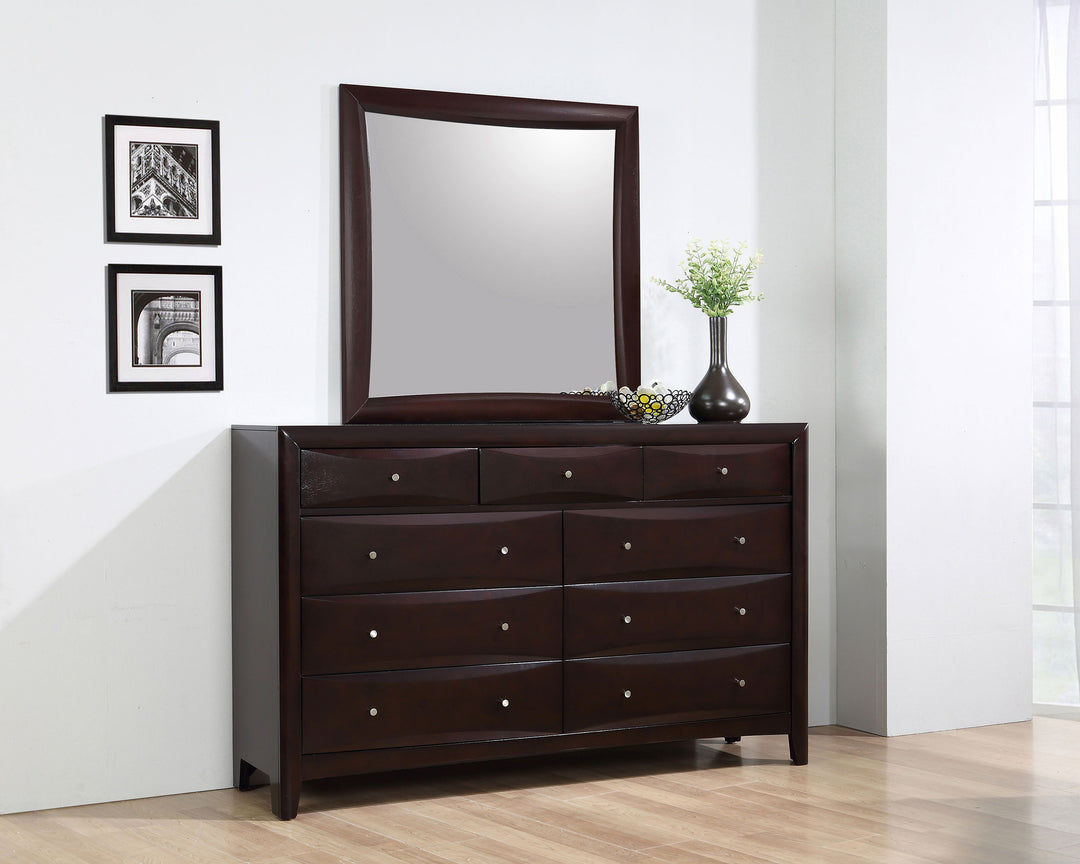 Phoenix 9-drawer Dresser with Mirror Cappuccino