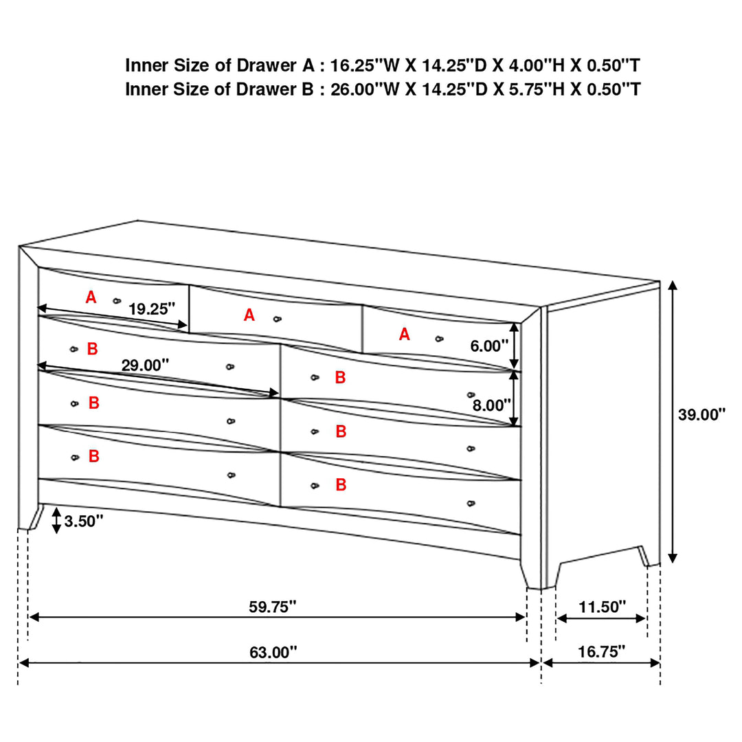 Phoenix 9-drawer Dresser Cappuccino