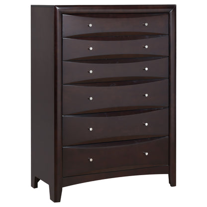 Phoenix 6-drawer Bedroom Chest Cappuccino