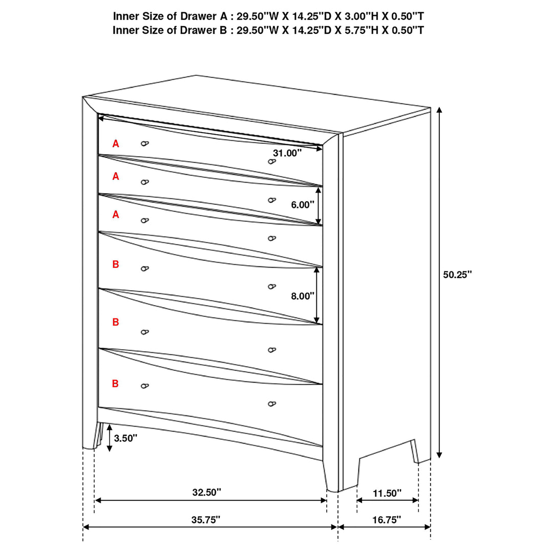 Phoenix 6-drawer Bedroom Chest Cappuccino