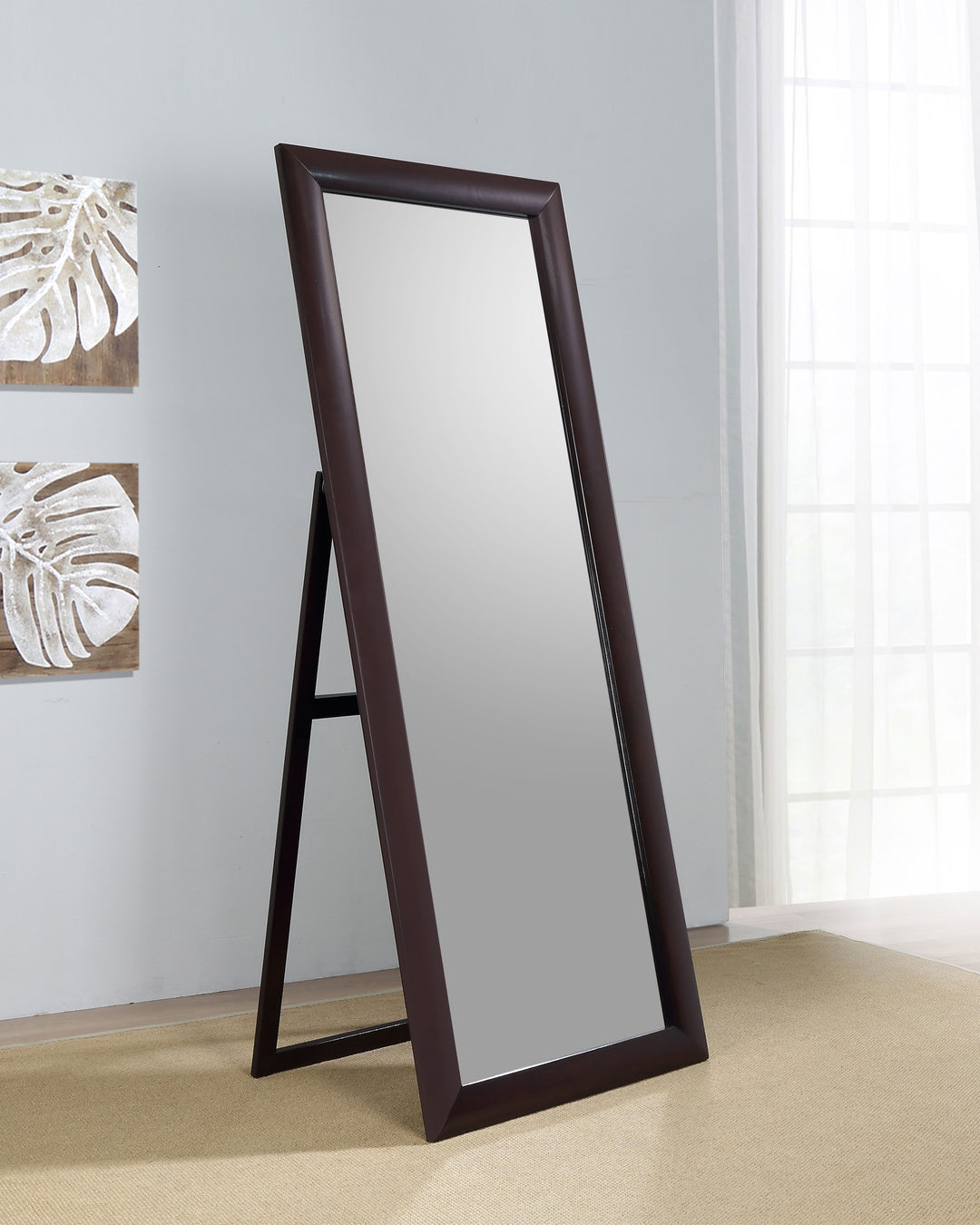 Phoenix Rectangular Standing Floor Mirror Black