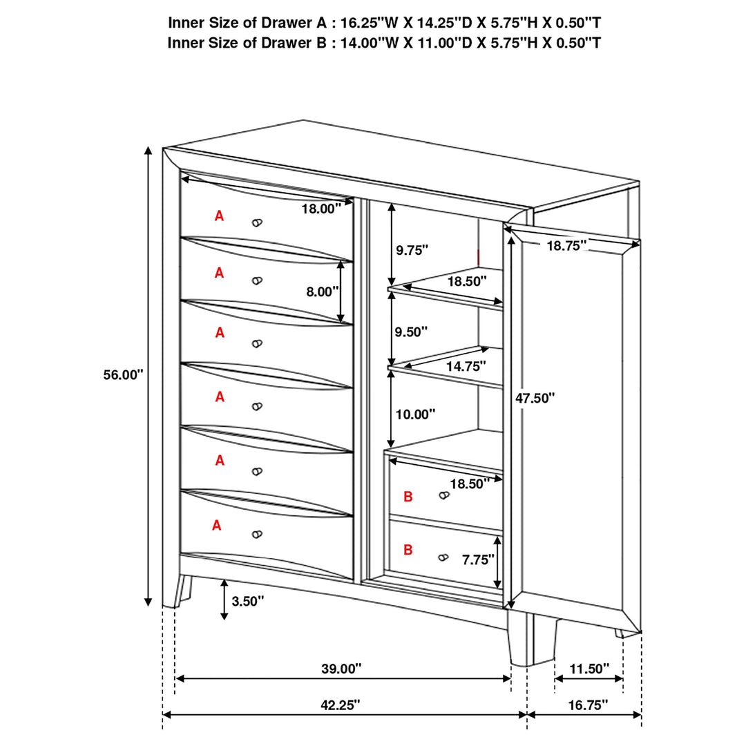 Phoenix 6-drawer Bedroom Chest Cappuccino