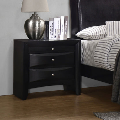 Briana Black Two-Drawer Nightstand With Tray