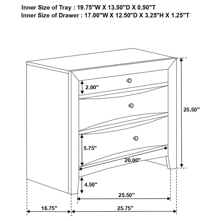 Briana Black Two-Drawer Nightstand With Tray