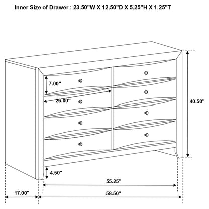 Briana 8-drawer Dresser Black