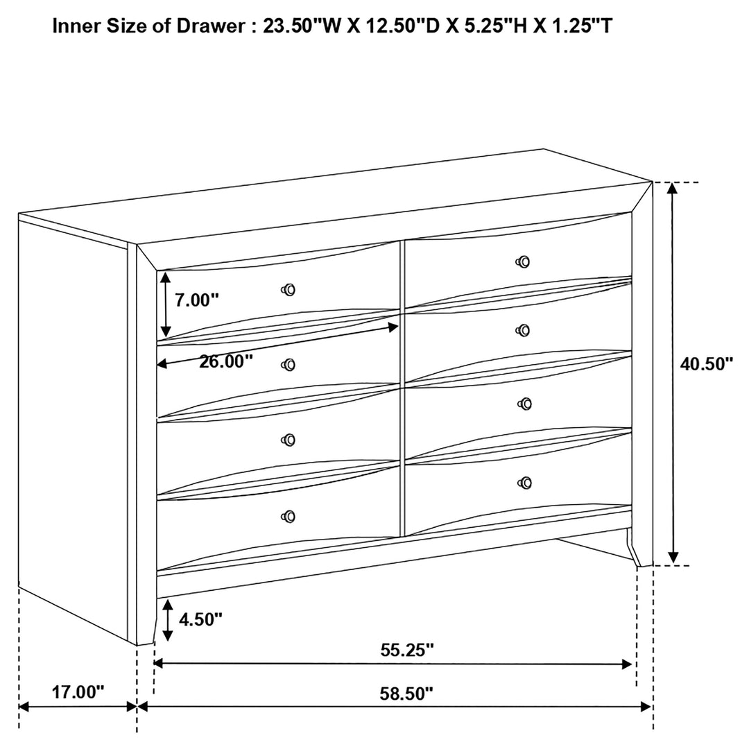 Briana Black Eight-Drawer Dresser