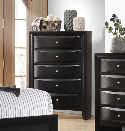 Briana Black Five-Drawer Chest