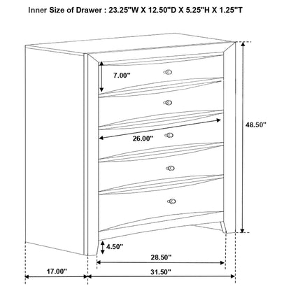 Briana 5-drawer Bedroom Chest Black