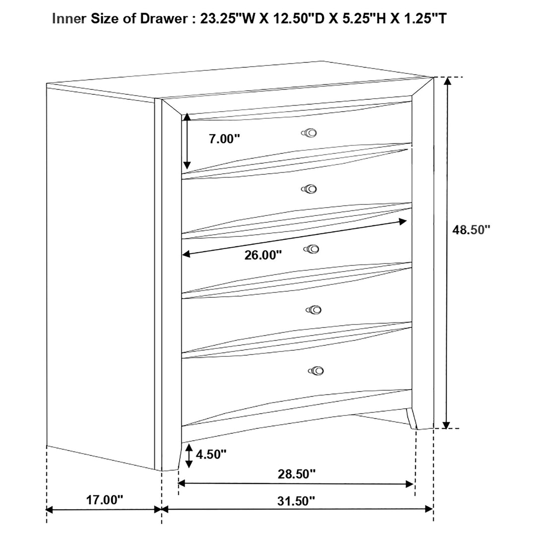 Briana Black Five-Drawer Chest