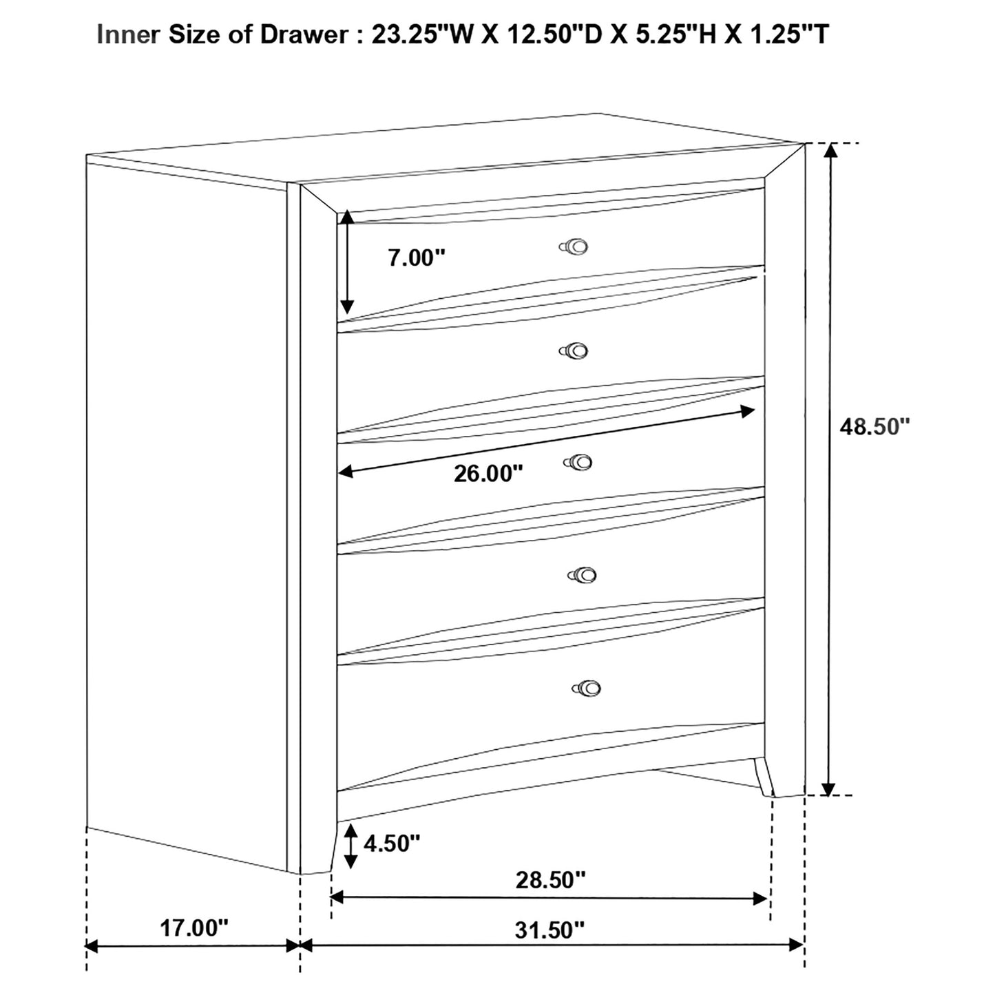 Briana Black Five-Drawer Chest