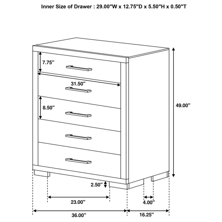 Jessica Dark Cappuccino King Five-Piece Bedroom Set