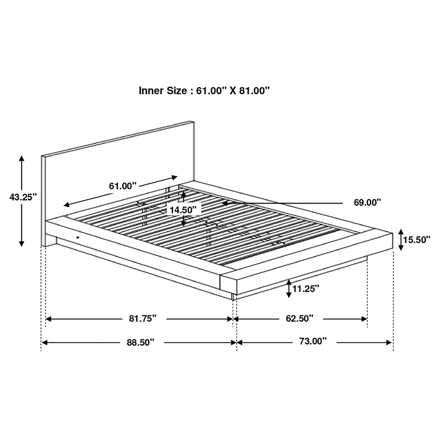 Jessica Wood Queen LED Panel Bed Cappuccino