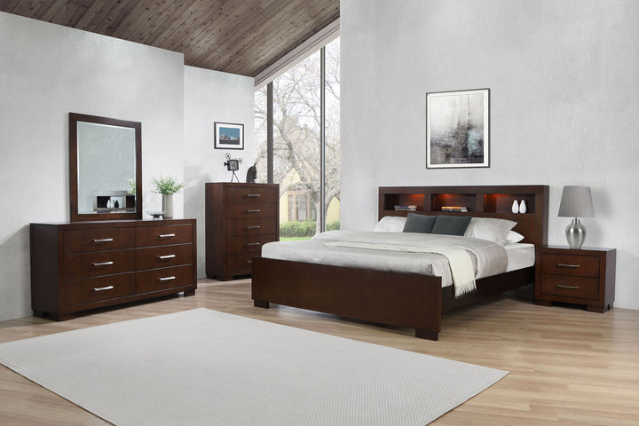 Jessica Dark Cappuccino King Four-Piece Bedroom Set With Storage Bed