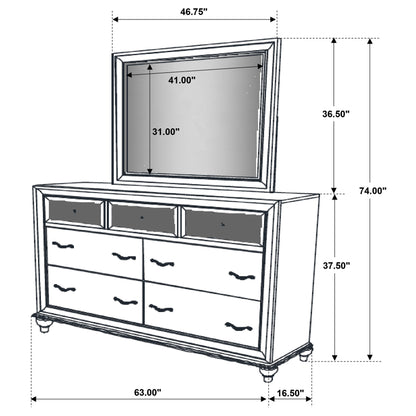 Barzini 7-drawer Dresser with Mirror Black