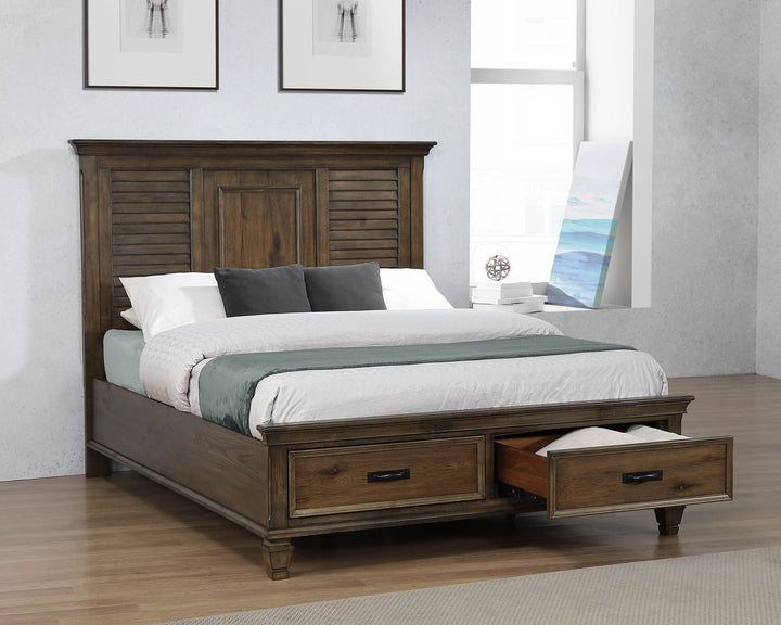 Franco Wood Eastern King Storage Panel Bed Burnished Oak