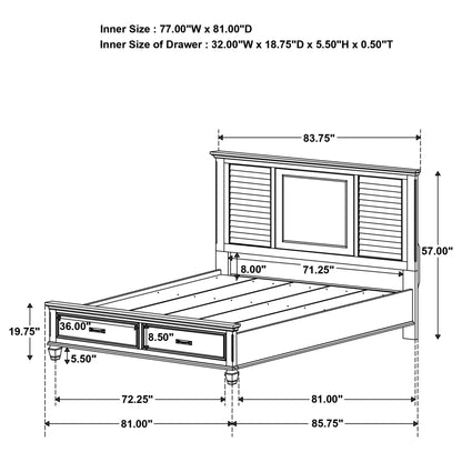 Franco Wood Eastern King Storage Panel Bed Burnished Oak