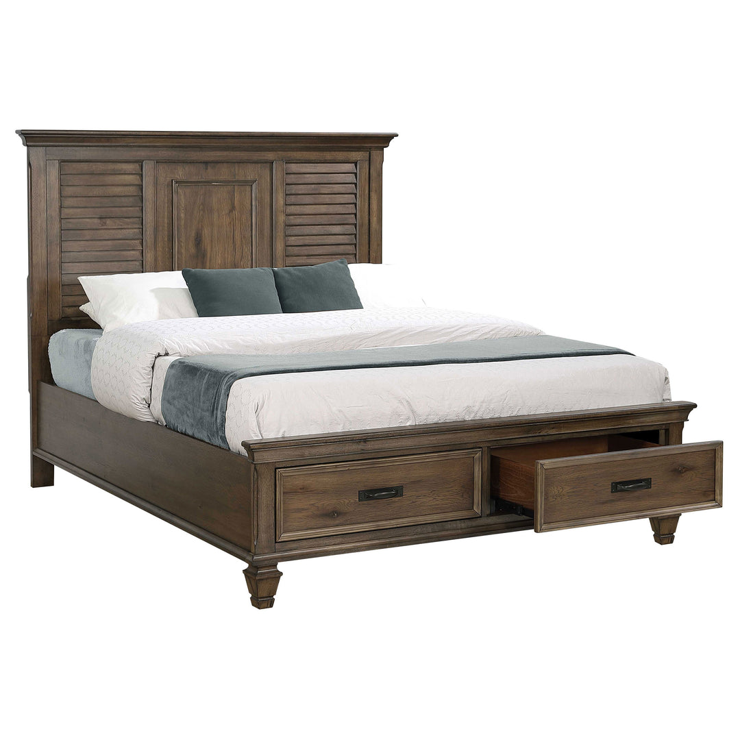 Franco Wood Queen Storage Panel Bed Burnished Oak