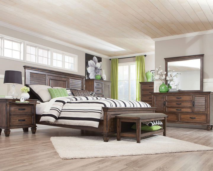 Franco Burnished Oak King Five-Piece Bedroom Set