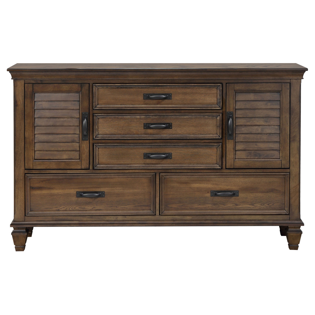 Franco Burnished Oak King Five-Piece Bedroom Set