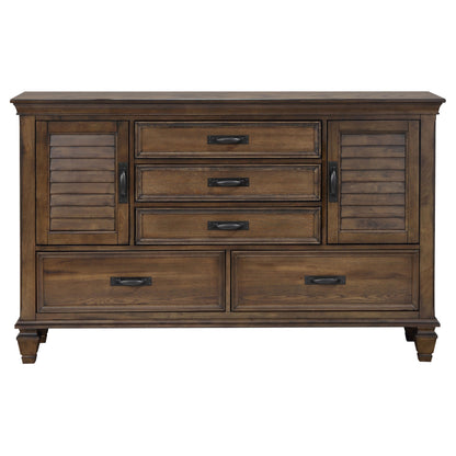 Franco Burnished Oak California King Four-Piece Bedroom Set