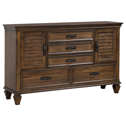 Franco Burnished Oak Queen Five-Piece Bedroom Set