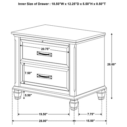 Franco 2-drawer Nightstand Burnished Oak