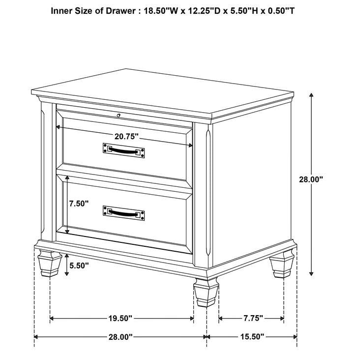 Franco 2-drawer Nightstand Burnished Oak