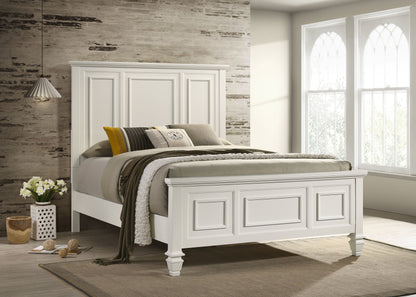 Sandy Beach Wood Eastern King Panel Bed Cream White