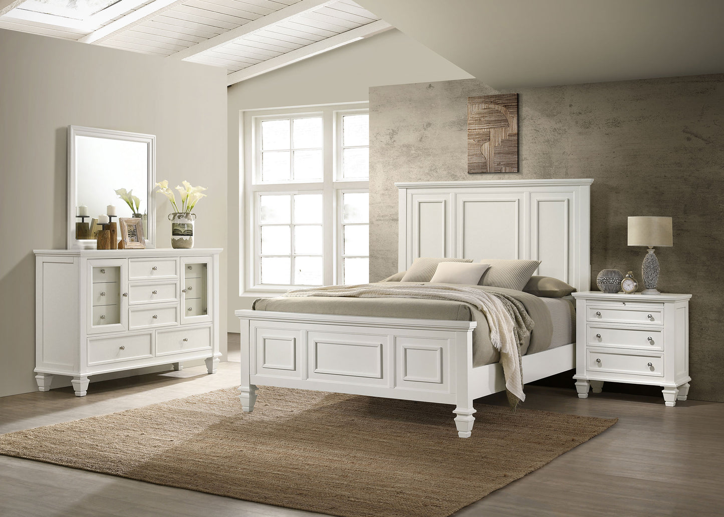 Sandy Beach White California King Four-Piece Bedroom Set