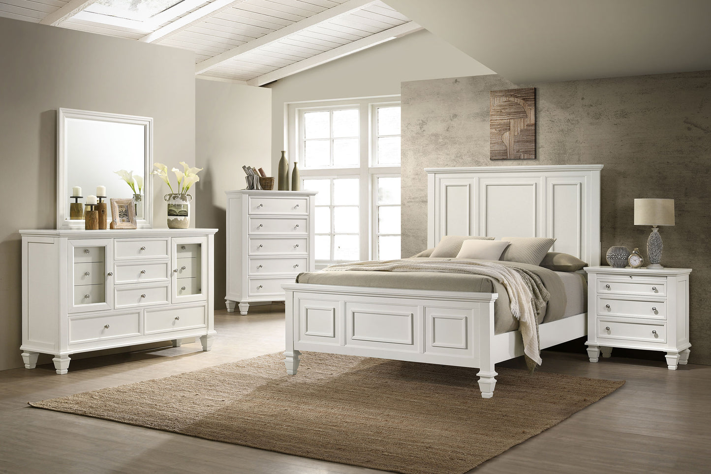 Sandy Beach White Queen Five-Piece Bedroom Set