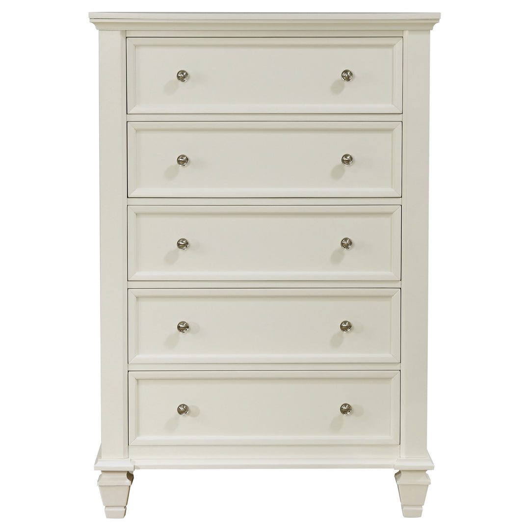 Sandy Beach 5-drawer Bedroom Chest Cream White