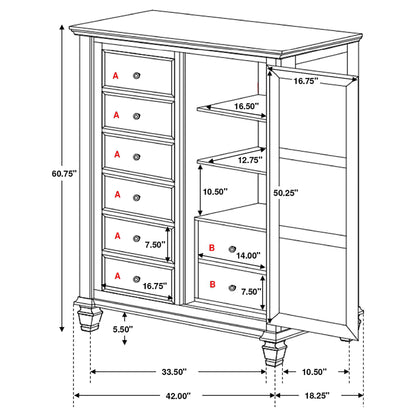 Sandy Beach 8-drawer Door Chest Cream White