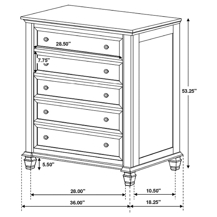 Sandy Beach White California King Five-Piece Bedroom Set