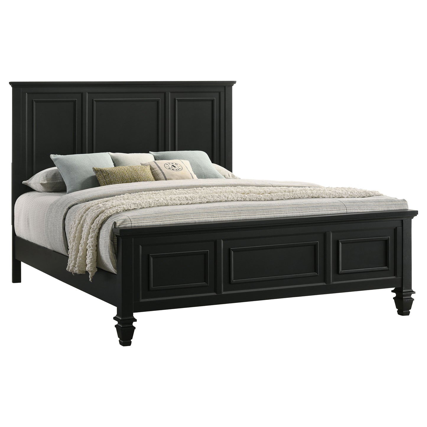 Sandy Beach Wood California King Panel Bed Black