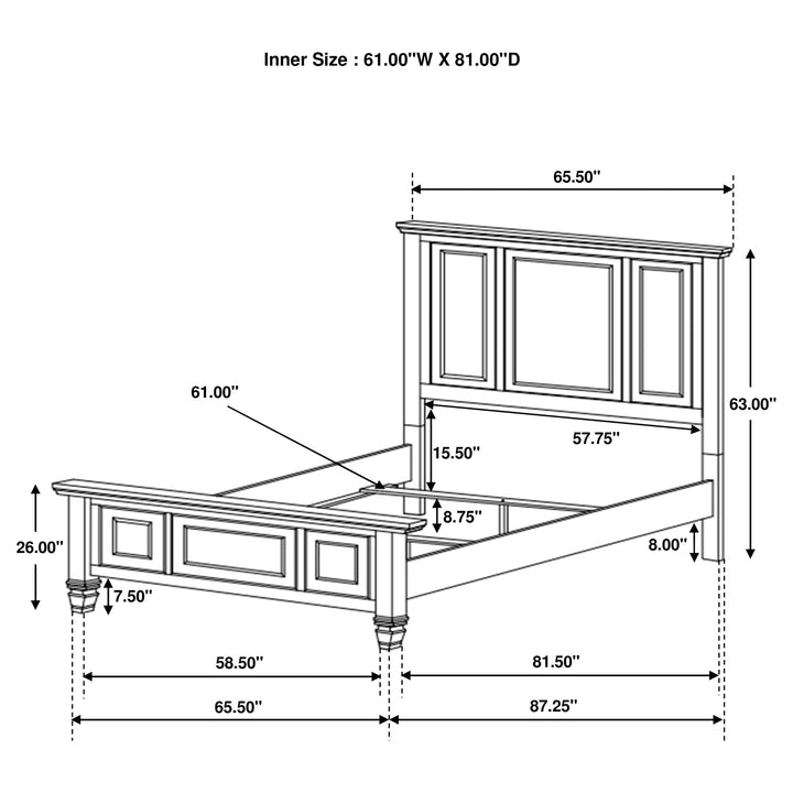 Sandy Beach Wood Queen Panel Bed Black