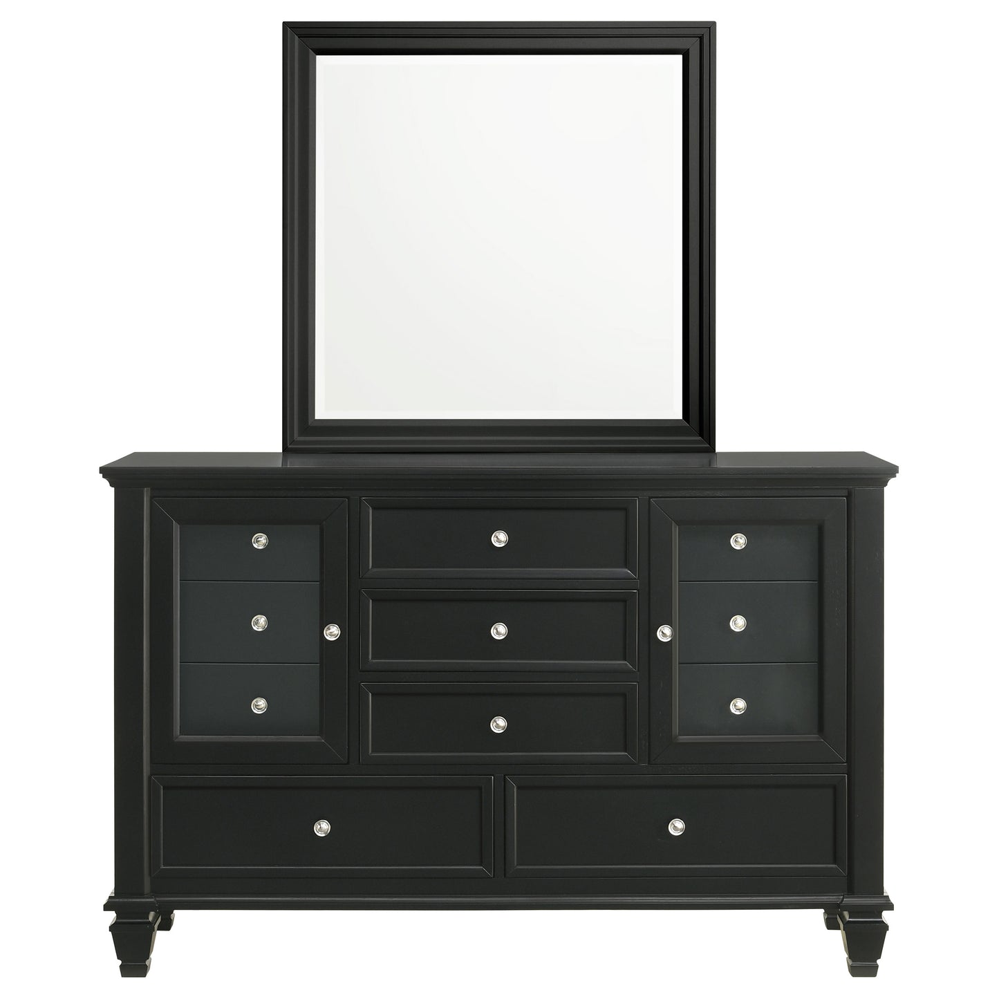 Sandy Beach 11-drawer Dresser with Mirror Black